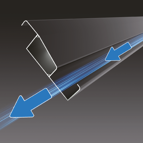 Las ranuras de la lama facilitan la desviación